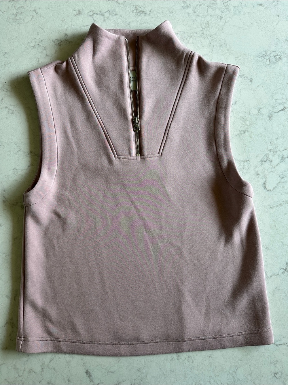 Varley Dusty Pink Sleeveless Mock Neck Zip Top